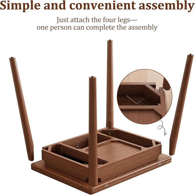 Solid Wood Small Dining Table for 2-6, 23.6"L-47.2"L Expandable Kitchen Table, Designed for Small Spaces, Easy Assembly, Suitable for Kitchen, Dining Room, Living Room, Apartment (Walnut)