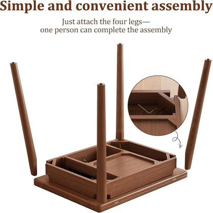 Solid Wood Small Dining Table for 2-6, 23.6"L-47.2"L Expandable Kitchen Table, Designed for Small Spaces, Easy Assembly, Suitable for Kitchen, Dining Room, Living Room, Apartment (Walnut)