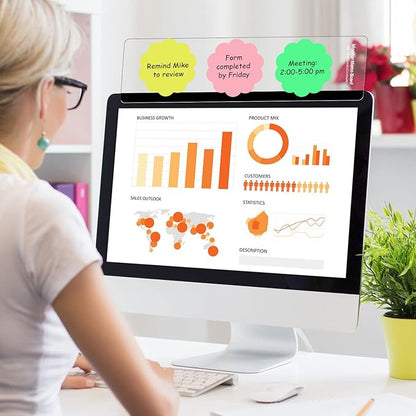 Zonon 8 Pieces Monitor Memo Board, Memo Boards for Computers Transparent Acrylic Monitor Side Panel Office Desk Accessories Desktop Computer Sticky Note Holder for Office Home Work Desk