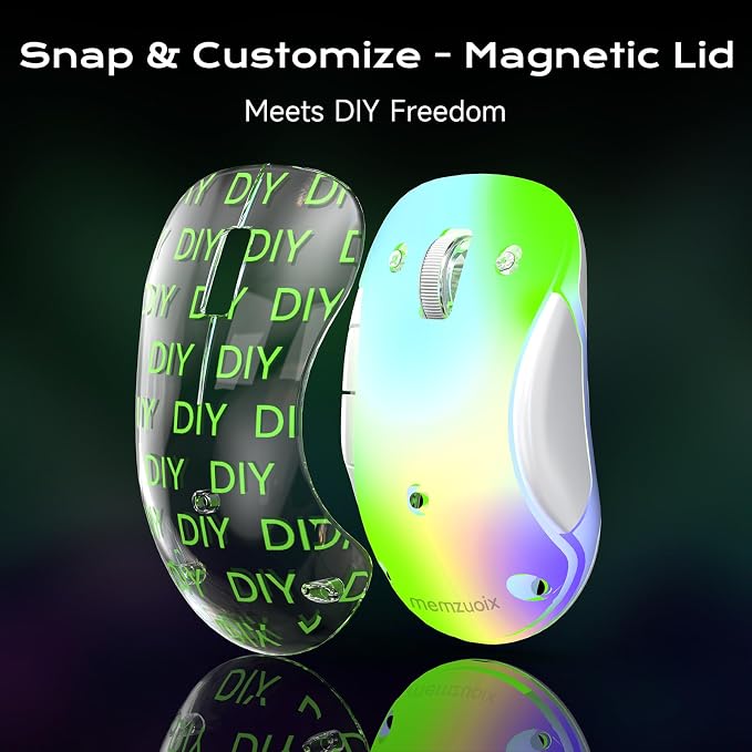 memzuoix 2.4G LED Wireless Mouse, Rechargeable Ergonomic Mouse with Detachable Cover, 1400 DPI Portable Optical Computer Mouse with USB Receiver for Laptop, PC, Desktop and MacBook, 5 Buttons-Green