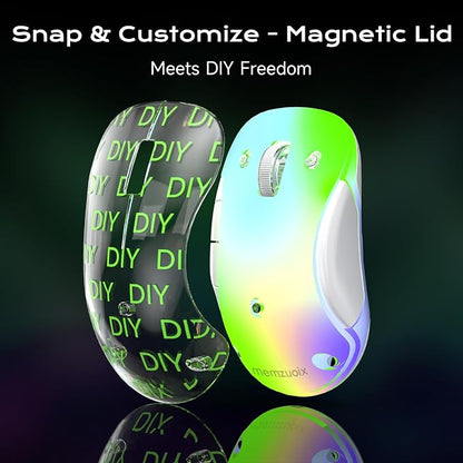 memzuoix 2.4G LED Wireless Mouse, Rechargeable Ergonomic Mouse with Detachable Cover, 1400 DPI Portable Optical Computer Mouse with USB Receiver for Laptop, PC, Desktop and MacBook, 5 Buttons-Green