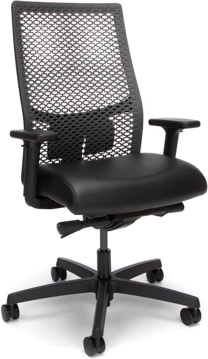 HON Ignition 2.0 ReActiv Ergonomic Office Chair, Mesh Desk Chair with Lumbar Support, Advanced Synchro‑Tilt, Height and Width Adjustable Arms, Swivel Wheels, Black Frame, Black
