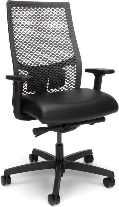 HON Ignition 2.0 ReActiv Ergonomic Office Chair, Mesh Desk Chair with Lumbar Support, Advanced Synchro‑Tilt, Height and Width Adjustable Arms, Swivel Wheels, Black Frame, Black
