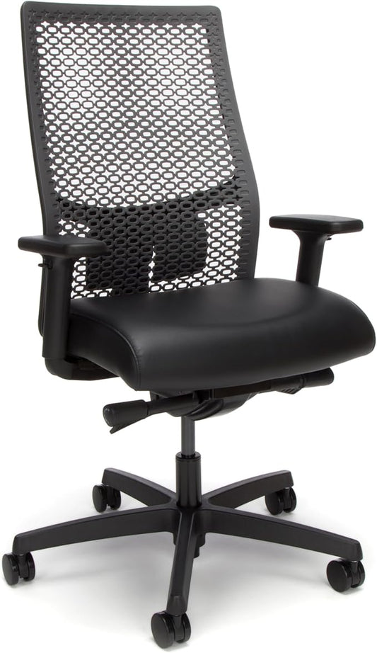 HON Ignition 2.0 ReActiv Ergonomic Office Chair, Mesh Desk Chair with Lumbar Support, Advanced Synchro‑Tilt, Height and Width Adjustable Arms, Swivel Wheels, Black Frame, Black