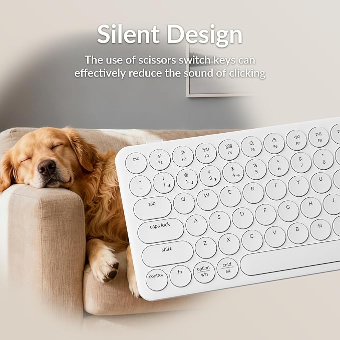 Keychron B3 Pro 75% Ultra-Slim Wireless Keyboard, 2.4GHz, Bluetooth 5.2 / Wired USB Connection, Portable Silent White Bluetooth Keyboard for Mac Windows Linux Tablet Phone