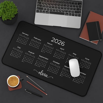 Hilis Personalized 2026 Mouse Pad Calendar, Custom Desk Mat, Gaming Office Work Desk Mat, 4 Sizes Mousepad, Office Supplies & Accessories Gift D07