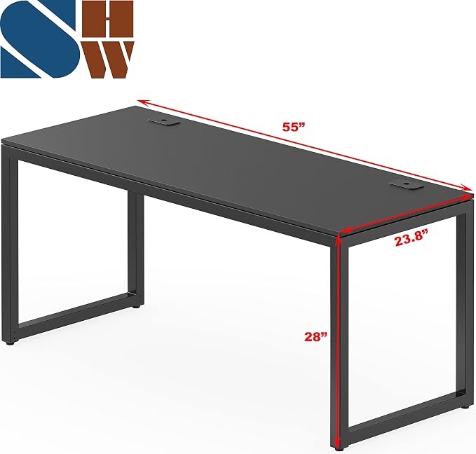 SHW 55-Inch Commercial-Grade Office Computer Desk, Black