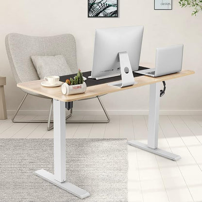 Adjustable Standing Desk, 63'' x 24'' Electric Height Adjustable Desk, Ergonomic Home Office Stand up Desk with Wheels, Outlets and Splice Board,2 USB Ports,3 Power Outlets,4 Caster(Oak)