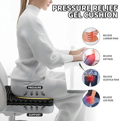 Gel Seat Cushion for Long Sitting - 16.5" x 14.5" x 2.4" (Extra Thick＆Soft) Gel Cushion for People Over 185 lbs, Pressure Relief Cushion for Office Chair, Egg Cushions for Wheelchair, Gel Pad for Car