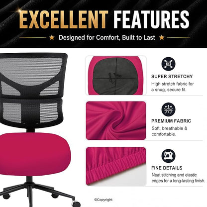 DIVA EN CAMINO DEC Universal Spandex Computer Chair Slipcover - Stretchable Desk Office Chair Seat Cushion Covers - Removable Washable Cushion Protectors for Dogs, Cats, Pets (Hot Pink)