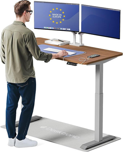 Desktronic HomeOne Standing Desk 54x28 — Ergonomic Sit Stand Home Office Desk, Made in Europe, Electric Dual Motor Height Adjustable, USB & USB-C Charging, Wobble-Free, Touchscreen, 3 Memory Presets