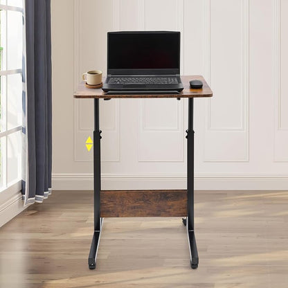 Small Mobile Standing Desk, 24" L×16" W Mobile Office Table, Rolling Laptop Table with 180° Flip, 32-47in Adjustable Height Desk for Small Spaces Home Offices