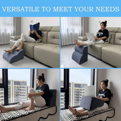 Foot Rest for Under Desk at Work.Multifunctional 3-Tier Foot Stool,with Washable Footrest.for Under Desk,Office Chair Gaming Chair & Sofa,Leg Elevation Pillow,Supports Posture-Light Blue