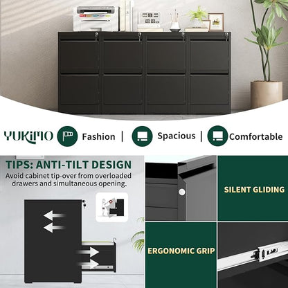 2 Drawer File Cabinet with Lock, Vertical File Cabinet with Lock, Locking File Cabinet Hanging Files for A4/ Legal/Letter, Require Assembly, White
