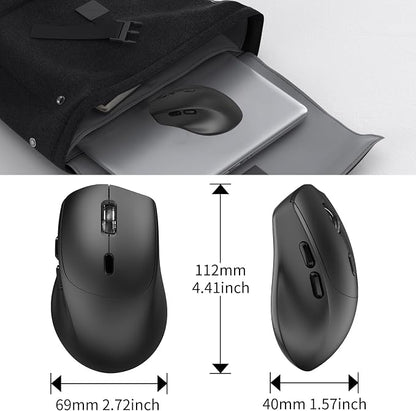 2.4G Wireless Silent Mouse with Side Keys, Ergonomic Wireless Computer Mouse, Suitable for Chromebooks, Laptops, Tablets, 1000/1600/2400DPI - Black