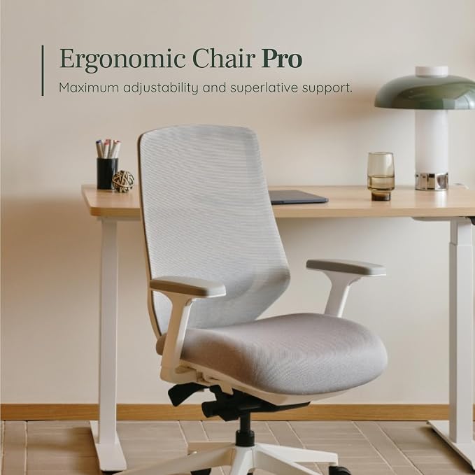 Branch Ergonomic Chair Pro - Mesh Office Chair with 14 Points of Adjustment - Height, Depth & Tilt Adjustable - 5D Armrests - Forward Tilt, Smooth Recline, and Lumbar Support - Ivory Boucle