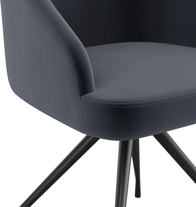 Martha Stewart Sora Stationary Swivel Task Chair with Sloped Arms for Home Office in Gray Velvet with Oil Rubbed Bronze Frame