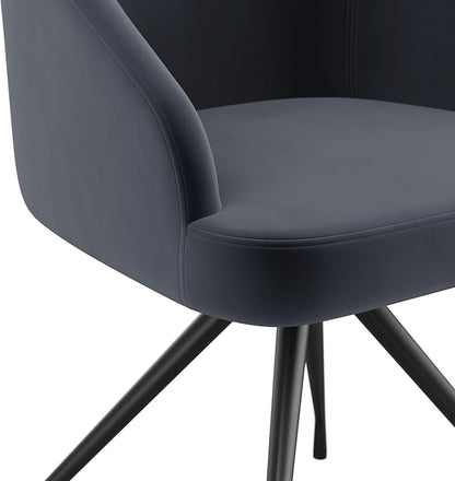 Martha Stewart Sora Stationary Swivel Task Chair with Sloped Arms for Home Office in Gray Velvet with Oil Rubbed Bronze Frame