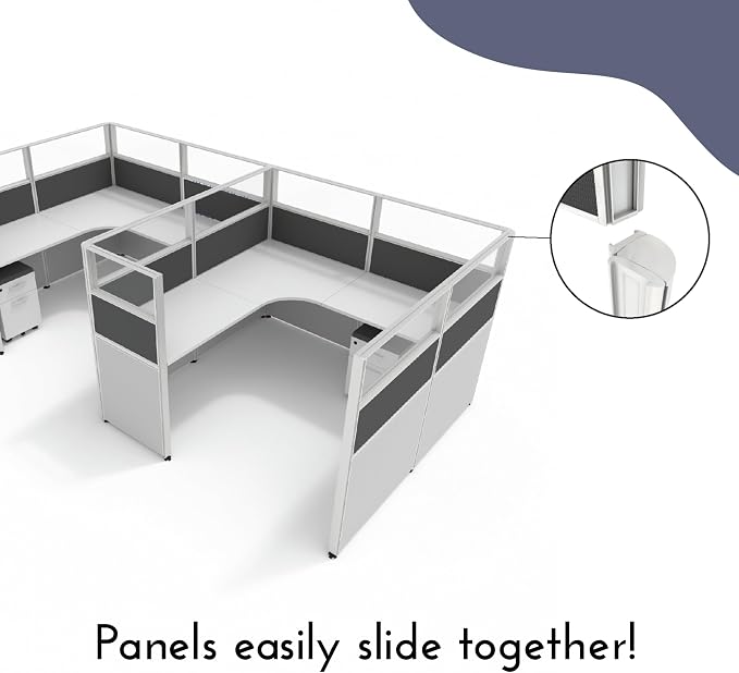 SUNLINE Office Cubicle Kit - Modular Office Furniture Kit with 7 Layout Options, Adjustable Panels and Mobile Storage, Easy-Assembly Desk System for Modern Workspaces - Charcoal