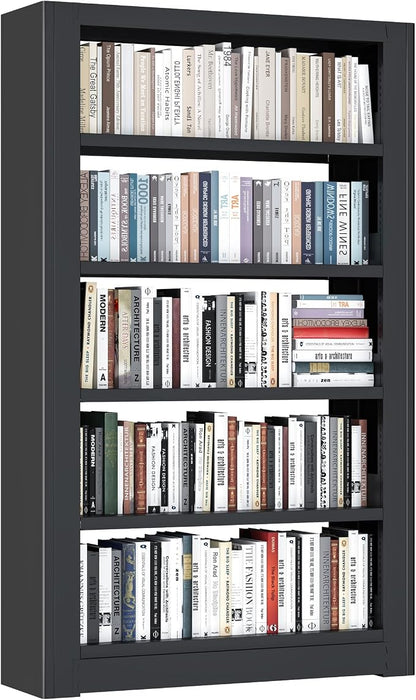 5-Tier Expandable Metal Bookshelf, 69"Heavy Duty Adjustable Shelves(Black) | Large,280LB Load Capacity Each Shelf,Industrial Sturdy Bookshelf,Easy Assembly,Wide/Tall/Deep Bookcase