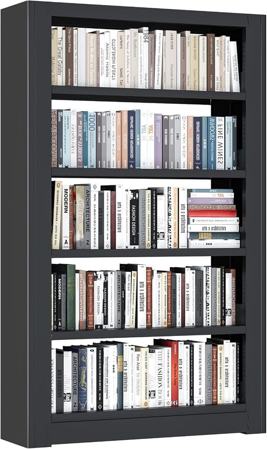 5-Tier Expandable Metal Bookshelf, 69"Heavy Duty Adjustable Shelves(Black) | Large,280LB Load Capacity Each Shelf,Industrial Sturdy Bookshelf,Easy Assembly,Wide/Tall/Deep Bookcase