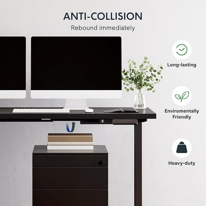 SANODESK L Shaped Standing Desk Adjustable Height, Electric Corner Standing Desk, 63 x 55 inch Sit Stand Computer Table with Splice Board, Black