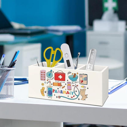 Pharmacy Nurse Gifts Pen Holder for Desk, Pharmacy Technician Gifts Wooden Box Sign Desk Decor for Office Home Decoration, Pharmacist Gift Pencil Organizer