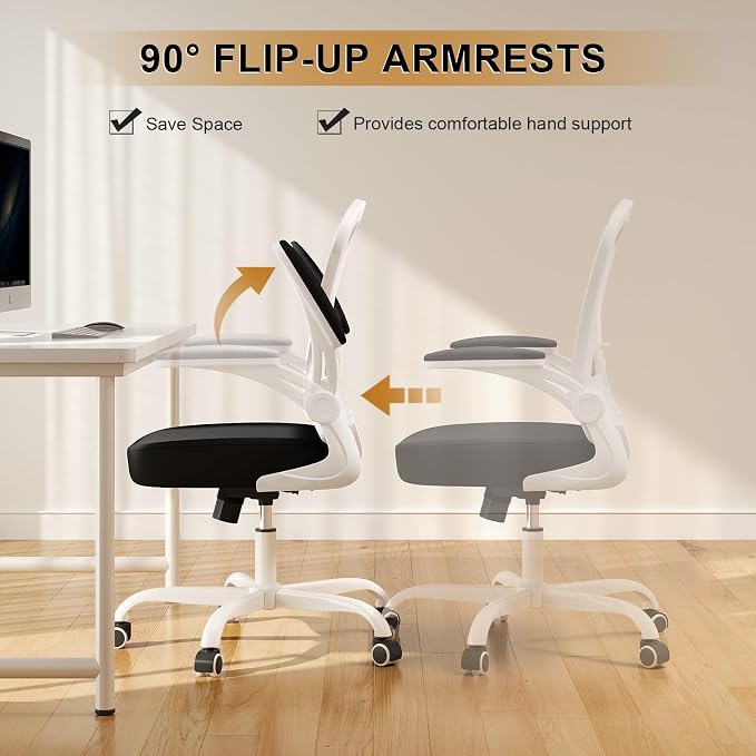 Office Chair, Ergonomic Desk Chairs 330LBS Capacity High Back Mesh Computer Chair with Flip-up Armrests, Comfy Work Chair with Adjustable Lumbar Support