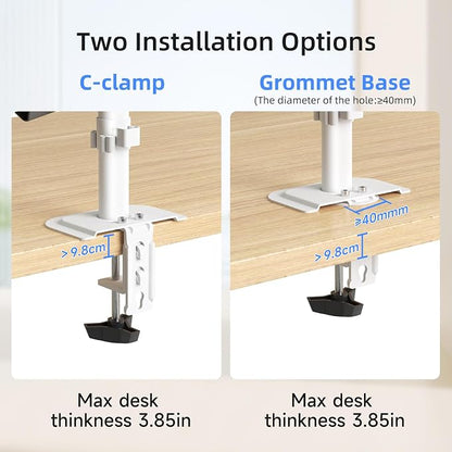 suptek Triple Monitor Mount for Most 17 to 32 inch Screens,Gas Springs Adjustment Triple Monitor Desk Mount Stand with Clamp & Grommet Kit,White(MDX003W)