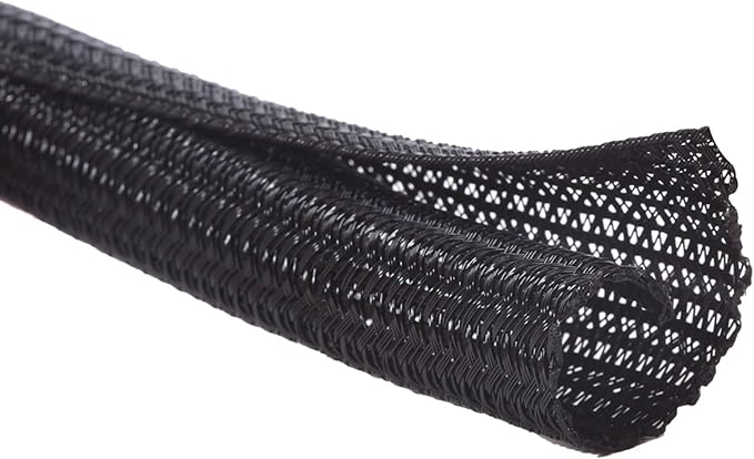 Alex Tech 25ft - 1/8 inch Cord Protector Wire Loom Tubing Cable Sleeve Split Sleeving For USB Cable Power Cord Audio Video Cable – Protect Cat From Chewing Cords - Black