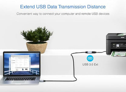 BlueRigger USB 3.0 Extension Cable 3FT (5 Gbps USB Extender Cord) - Short USB Extension Cable for Webcam, VR Headset, Printer, Hard Drive, Keyboard, Mouse