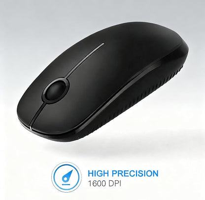 Unipows Wireless Mouse - 2.4G Slim Portable Computer Mouse with Nano Receiver, Less Noise Mobile Optical Mice for Notebook, PC, Laptop, Computer, Mac (Black)