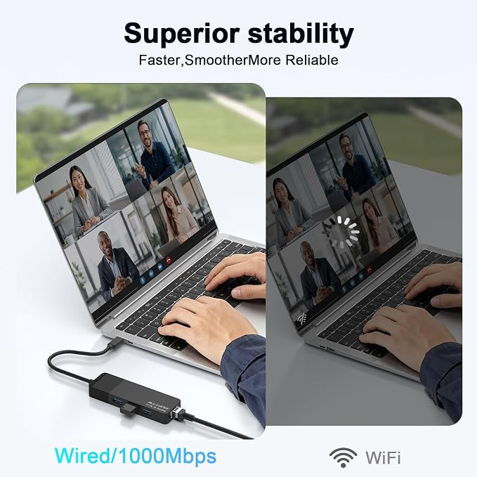 ALL-LUCKY USB to Ethernet Adapter, 4 in 1 USB C to Ethernet Adapter Hub with 3×USB 3.0 Ports, 1000Mbps Network HUB for MacBook, Dell XPS, Surface, HP Laptops (for USB-C Phones & iPad)