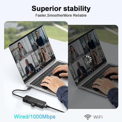 ALL-LUCKY USB to Ethernet Adapter, 4 in 1 USB C to Ethernet Adapter Hub with 3×USB 3.0 Ports, 1000Mbps Network HUB for MacBook, Dell XPS, Surface, HP Laptops (for USB-C Phones & iPad)