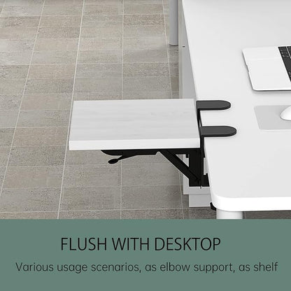 Sisyphy Ergonomics Desk Extender Tray, 9.5x9.1" Punch-Free Clamp on, Foldable Keyboard Drawer Tray, Table Mount Arm Wrist Rest Shelf, Computer Elbow Arm Support