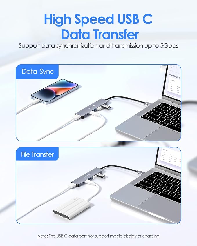 LENTION 6-in-1 USB C Hub, 4K@60Hz HDMI, 100W PD, 3 USB 3.0, USB-C Data | Ideal for Work & Study, Stable Driver 3.0 Adapter, Compatible with macOS, iOS/iPadOS, Windows & ChromeOS (CE35p, Space Gray)
