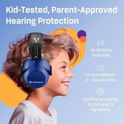 Vanderfields Hearing Protection Ear Muffs - Over 31 dB (2K Hz) Broad Noise Cancelling Sound Reduction Earmuffs for Kids 3-12