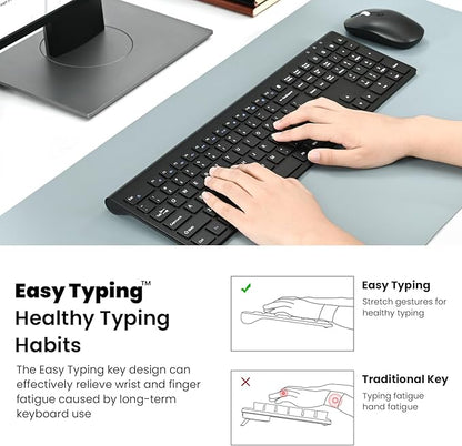 cimetech Wireless Keyboard and Mouse Combo, 2.4G USB Full Size Wireless Computer Keyboard and Adjustable Mouse for Computer/Laptop/PC/Mac/Windows - Black