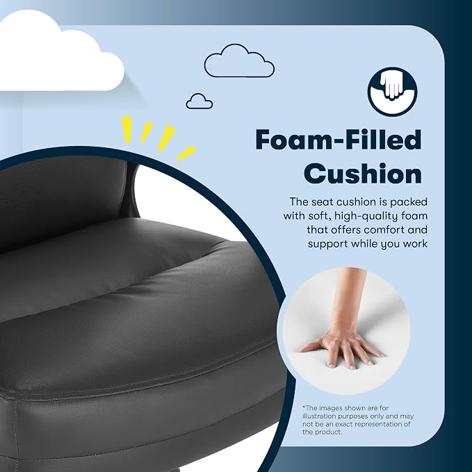 Serta Comfort Executive Big & Tall Office Chair, Ergonomic High-Back Computer DeskChair, Semi Plush Cushion Seat, Soft Padded Armrests, SertaQuality Foam, Metal Swivel Base, Bonded Leather, Black