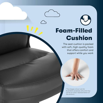Serta Comfort Executive Big & Tall Office Chair, Ergonomic High-Back Computer DeskChair, Semi Plush Cushion Seat, Soft Padded Armrests, SertaQuality Foam, Metal Swivel Base, Bonded Leather, Black