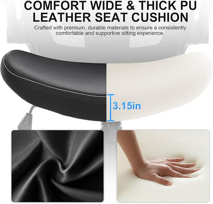 Office Chair, Ergonomic Desk Chair with Adjustable Lumbar Support, Breathable Mesh Computer Chair with Flip-up Armrests, 350lbs Comfy Swivel Task Chairs for Home Office, Black
