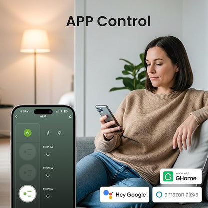 GHome Smart Power Strip, WiFi Surge Protector with 6 Individually Controlled Outlets, 3 USB Ports, Compatible with Alexa & Google Home