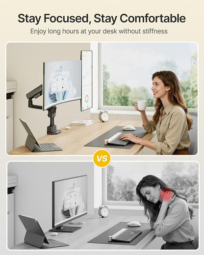monTEK Extra Tall Dual Monitor Arms with USB, Mechanical Spring Desk Mount for 17 to 35 Inch 2 Screens, Smooth Precision Bearings, Holds up to 26.4 lbs Per Arm, C-Clamp/Grommet Base, VESA 75/100mm