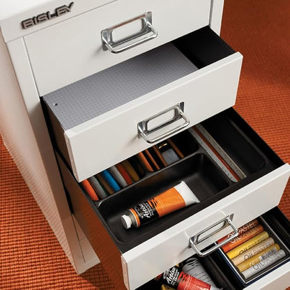 Bisley 5-Drawer Steel MultiDrawer Cabinet - Cardinal Red | Chrome Pull Handles with Label Holders, Powder-Coated Steel, Removable Drawers, Desktop Storage, Labels Included