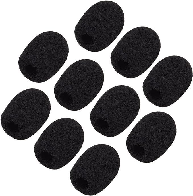 Sunmns 10 Pack Mini Small Size Lapel Headset Microphone Windscreen Foam Cover, Black
