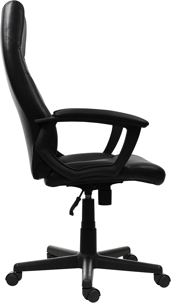 Techni Mobili PU Leather Office Chair with Padded Armrests, Height Adjustable Executive Desk Chair with Tilt Control, Black