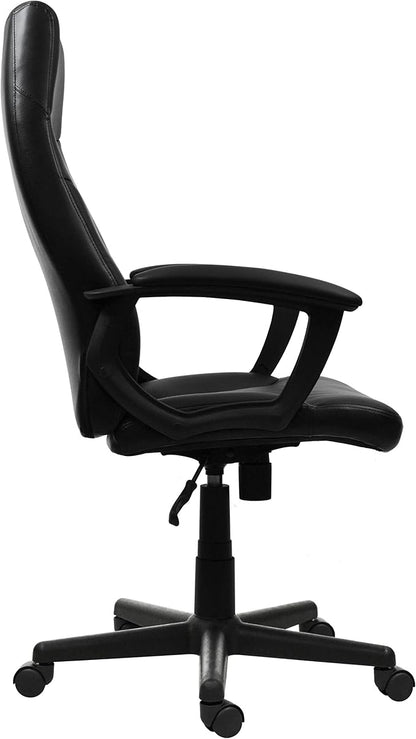 Techni Mobili PU Leather Office Chair with Padded Armrests, Height Adjustable Executive Desk Chair with Tilt Control, Black