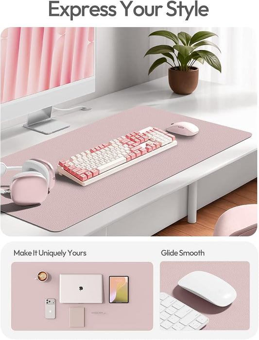 YSAGi Leather Desk Pad Protector, Office Desk Mat, Large Mouse Pad, Non-Slip PU Leather Desk Blotter, Laptop Desk Pad, Waterproof Desk Writing Pad for Office and Home (Grayish Lavender,55" x 17.2")