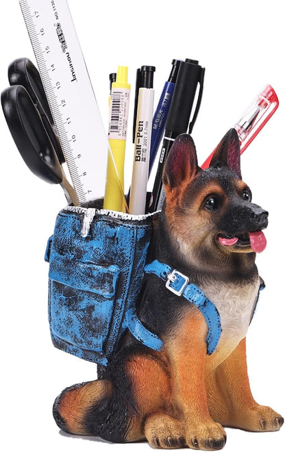 SHENGTIAN German Shepherd Pen Holder, Cute Dog Desk Decor Pencil Holder for Desk, Unique Themed Gifts for German Shepherd Lovers & Owners, Dog Office Supplies Home Decor