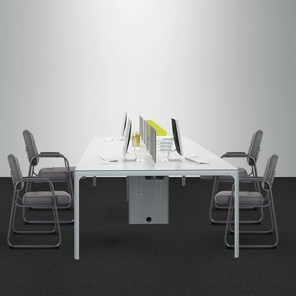 CLATINA Waiting Room Guest Chair with Bonded Leather Padded Arm Rest for Office Reception and Conference Desk Black with Sled Base Grey 2 Pack
